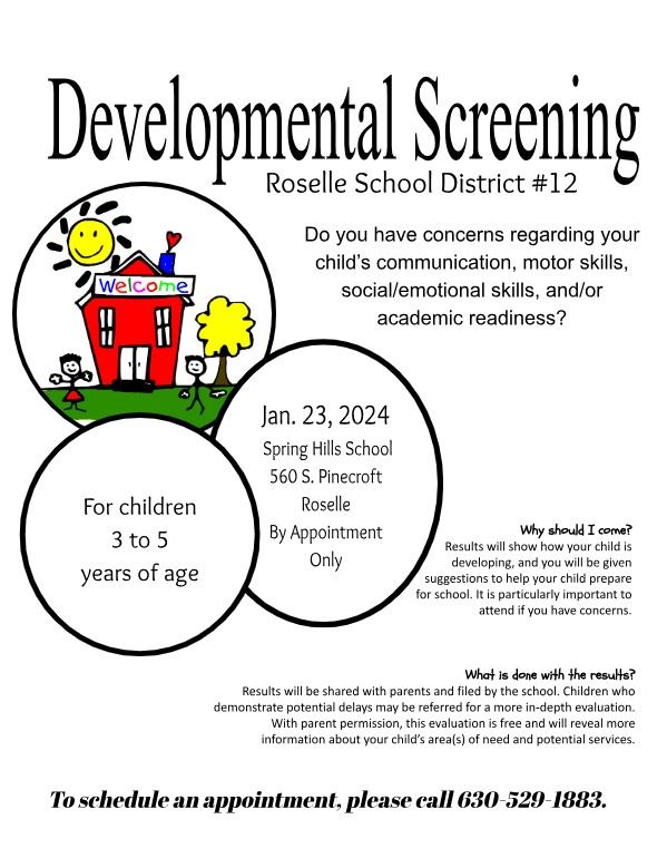  Developmental Screening- Tuesday, January 23rd
